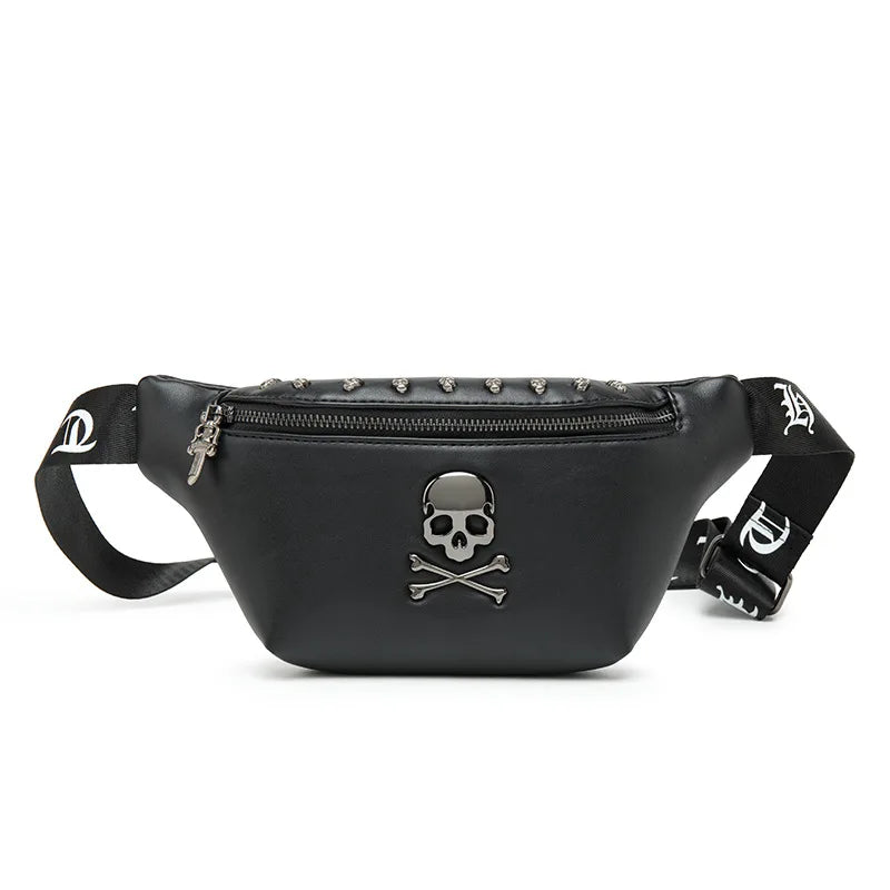 Unisex Waist Bag Pu Leather Chest Bag Skull Fanny Pack Women Waist Pack