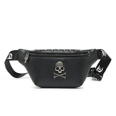 Unisex Waist Bag Pu Leather Chest Bag Skull Fanny Pack Women Waist Pack