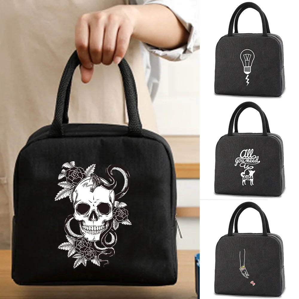 Cooler Bags Picture Print Zipper Thermal Lunch Bag Women Portable Fridge