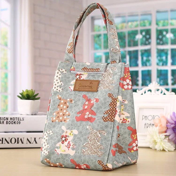 Cooler Lunch Bag Cat Multicolor Women Waterproof Hand Pack