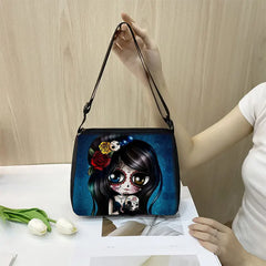 Gothic Girl Handbag Halloween Skull Pattern Underarm Bag Gift