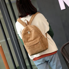 Corduroy Backpack Women School Backpack Pure Female Bagpack Pack