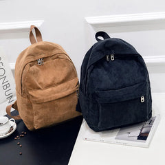 Corduroy Backpack Women School Backpack Pure Female Bagpack Pack