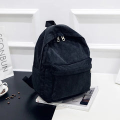 Corduroy Backpack Women School Backpack Pure Female Bagpack Pack