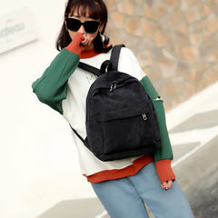 Corduroy Backpack Women School Backpack Pure Female Bagpack Pack
