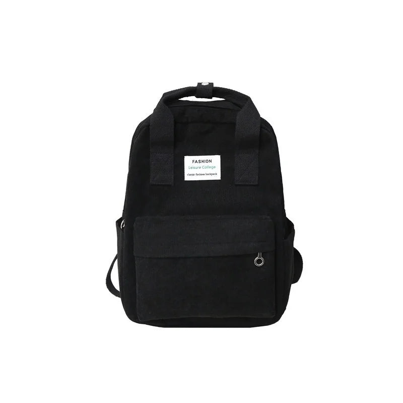 Women's Corduroy Backpack Winter Casual Solid School Bag