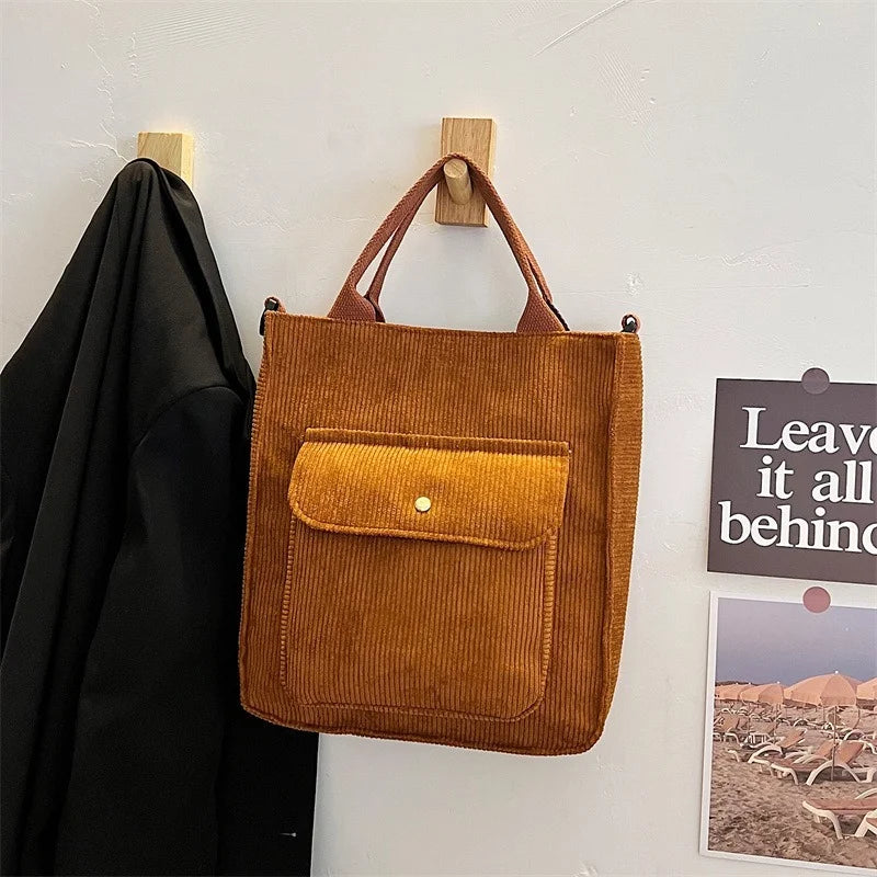 Women's Corduroy Shopper Bag Canvas Tote