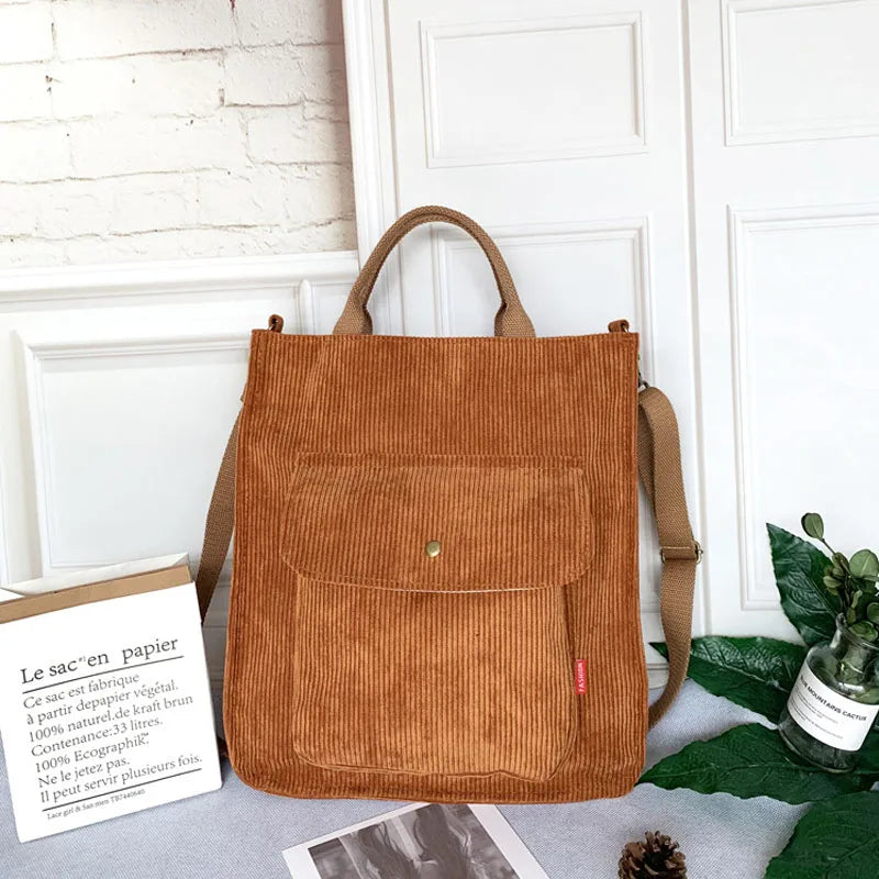 Corduroy Bag for Women Shopper Bag Handbag Autumn Winter Canvas Shoulder Tote