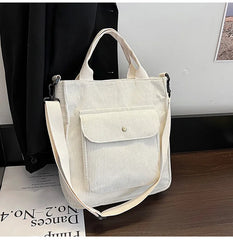 Corduroy Shopper Bag for Women Girls Student Bookb