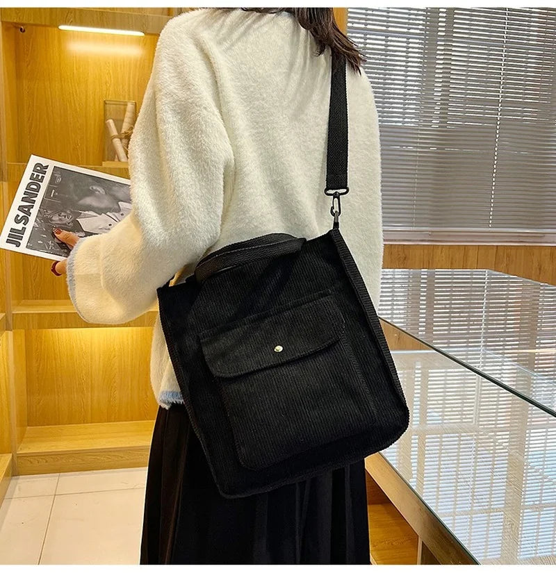 Women's Corduroy Shopper Bag Canvas Tote