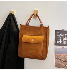 Corduroy Shopper Bag for Women Girls Student Bookb