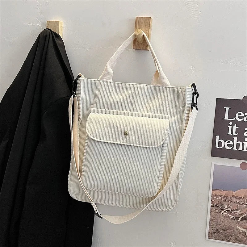 Women's Corduroy Shopper Bag Canvas Shoulder Tote