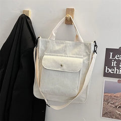 Women's Corduroy Shopper Bag Canvas Shoulder Tote