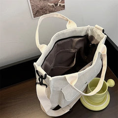 Women's Corduroy Shopper Bag Canvas Shoulder Tote