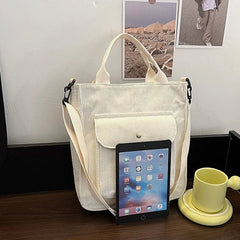 Women's Corduroy Shopper Bag Canvas Shoulder Tote