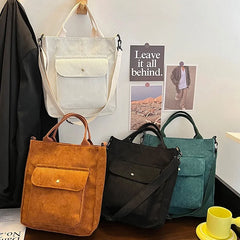Women's Corduroy Shopper Bag Canvas Shoulder Tote