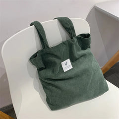 Corduroy Bag for Women Shopper Female Handbags Environmental Storage Reusable