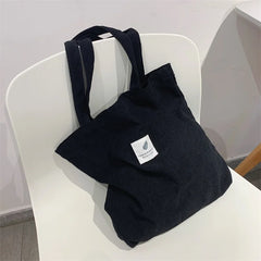 Corduroy Bag for Women Shopper Female Handbags Environmental Storage Reusable