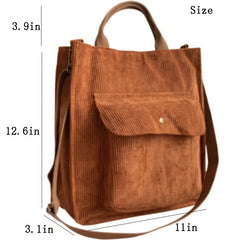 Corduroy Shoulder Bag Women's Canvas Tote Handbag