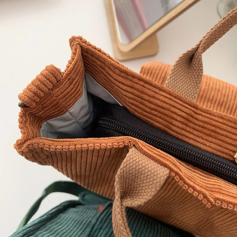 Corduroy Bag Women Shoulder Bags Canvas Tote Bag