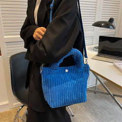 Corduroy Bucket Bag Crossbody Handbag for Women