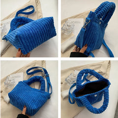 Corduroy Bucket Bag Crossbody Handbag for Women