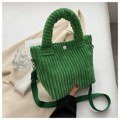 Corduroy Bucket Bag Crossbody Handbag for Women