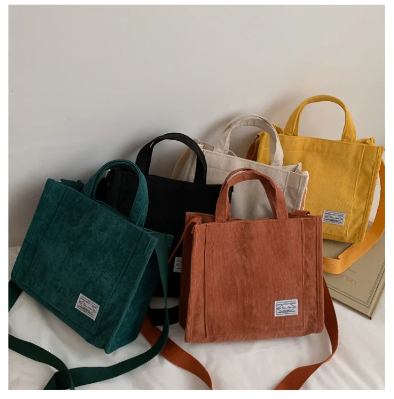 Corduroy Casual Canvas Bag Women's Shoulder Bag Handbag