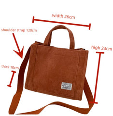 Corduroy Casual Canvas Bag Women's Shoulder Bag Handbag