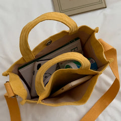 Corduroy Casual Tote Shoulder Bag Art Canvas Crossbody Handbag for Women