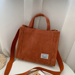 Corduroy Casual Women's Tote Shoulder Bag Retro Purse Crossbody Messenger