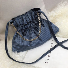 Corduroy Chain Messenger Bag Women's Bucket Bag Velvet Shoulder Bags