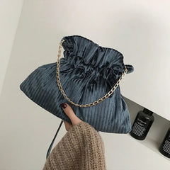 Corduroy Chain Messenger Bag Women's Bucket Bag Velvet Shoulder Bags