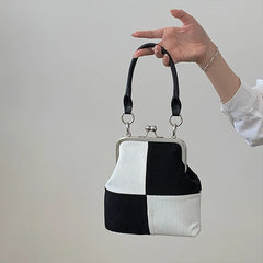 Corduroy Checkerboard Bag Women's Shoulder Messenger Handbag