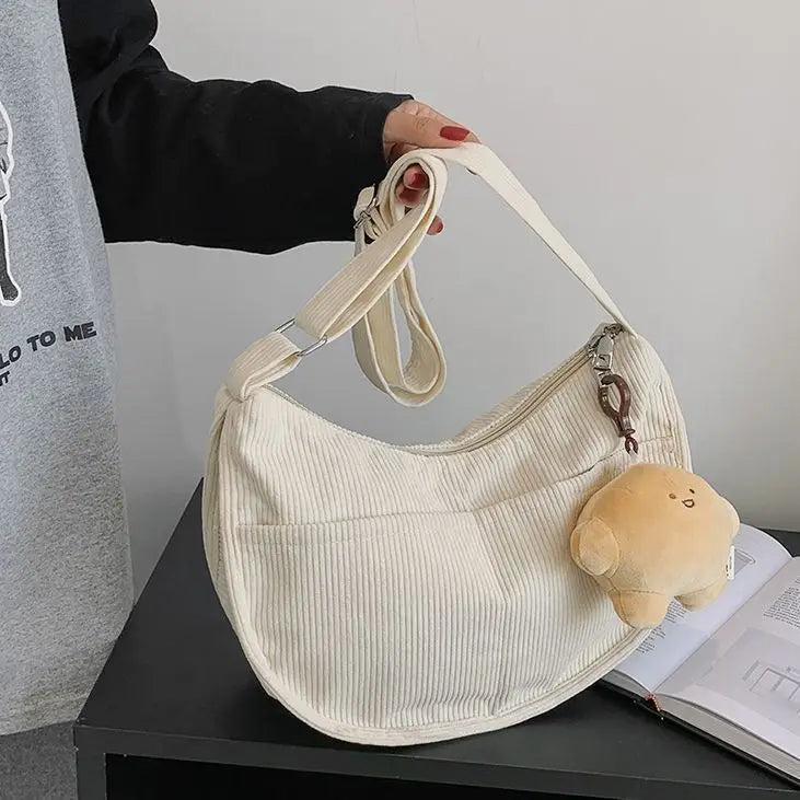 Corduroy Crossbody Bag for Women Large Capacity Shoulder Bag