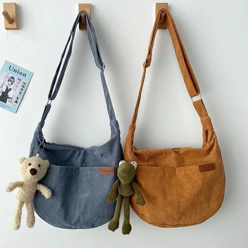 Corduroy Crossbody Bags for Women Youth Hobos Shoulder Bag