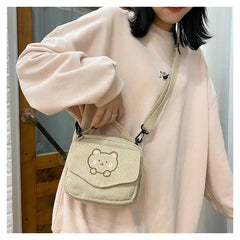 Corduroy Embroidered Totes Purses for Women