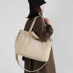 Corduroy Handbag Tote Shopping Bag Zipper Large Casual Shoulder Bags for Women