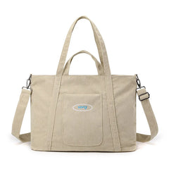 Corduroy Handbag Tote Shopping Bag Zipper Large Casual Shoulder Bags for Women