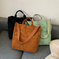 Corduroy Tote Bag Shoulder Handbag Casual Crossbody Bag for Women