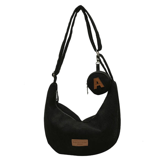 Corduroy Large Crossbody Bags for Women Casual Style Shopper Shopping Bag