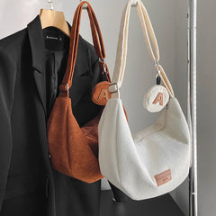 Corduroy Large Crossbody Bags for Women Casual Style Shopper Shopping Bag