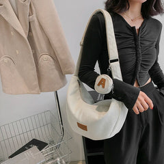 Corduroy Large Crossbody Bags for Women Casual Style Shopper Shopping Bag