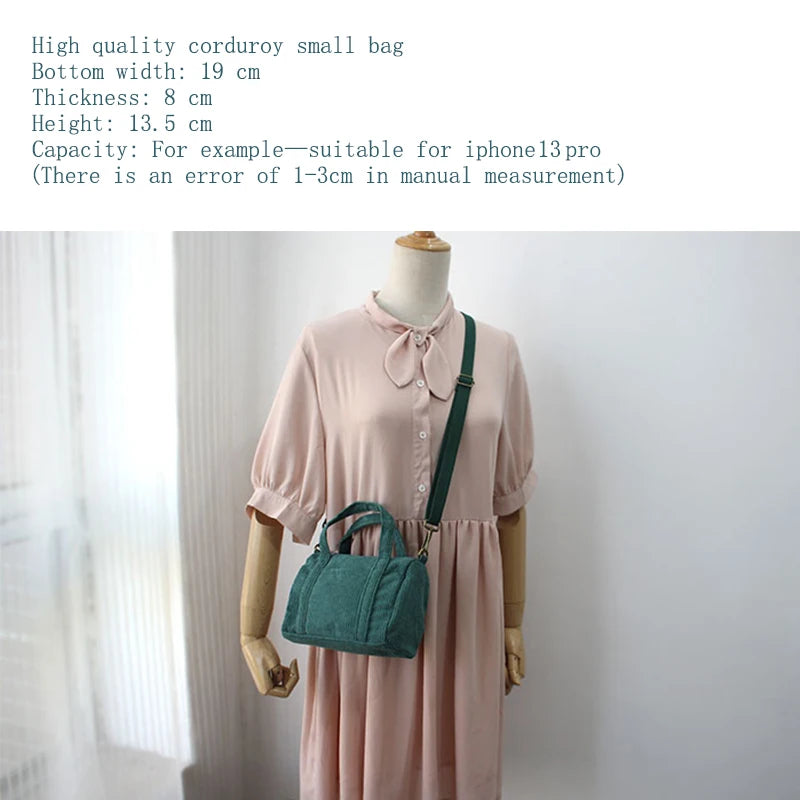 Corduroy Mini Tote Bag Handbags for Women Girls Purses Casual Autumn Winter