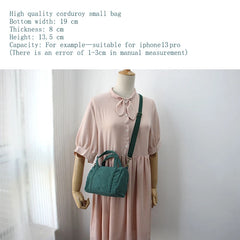 Corduroy Mini Tote Bag Handbags for Women Girls Purses Casual Autumn Winter