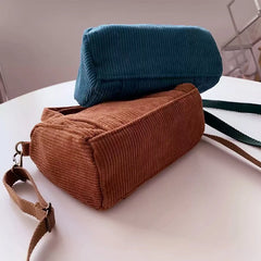 Corduroy Mini Tote Bag Women Autumn Winter Small Solid Crossbody Bags