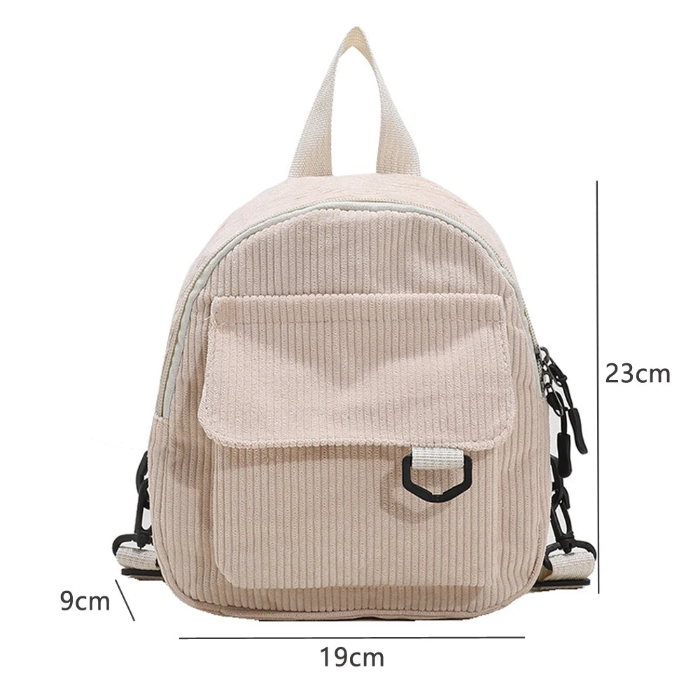 Corduroy Mini Women's Backpacks Female Bag for Teen Girls