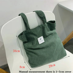 Corduroy Shopping Bag for Women Soft Handbags
