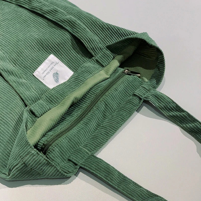 Corduroy Shopping Bag for Women Soft Handbags
