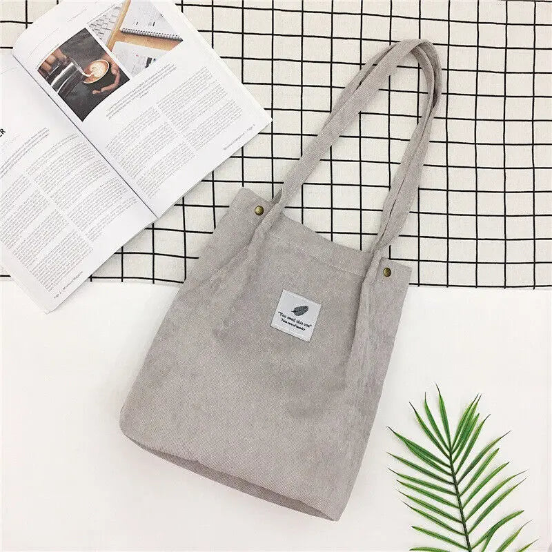 Corduroy Shoulder Tote Handbag